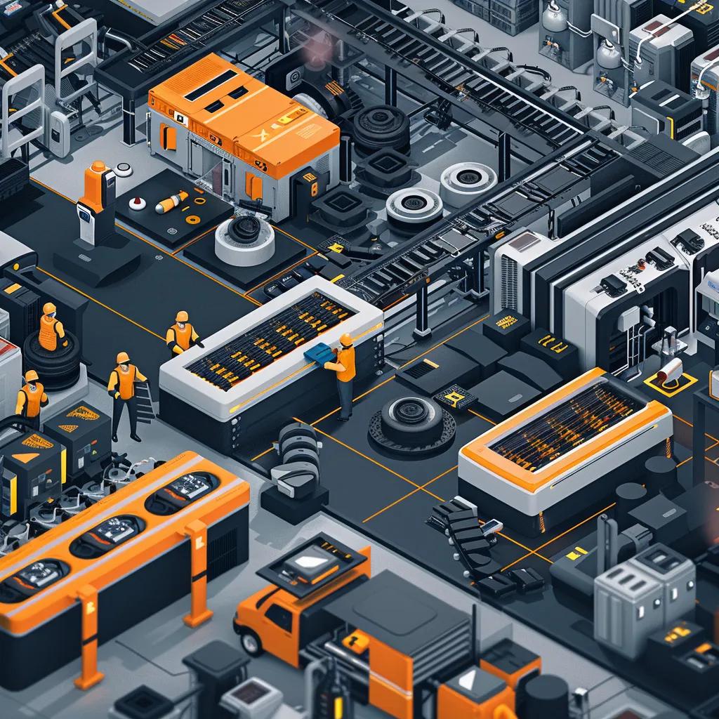 Complex EV battery recycling process showcasing disassembly and material recovery